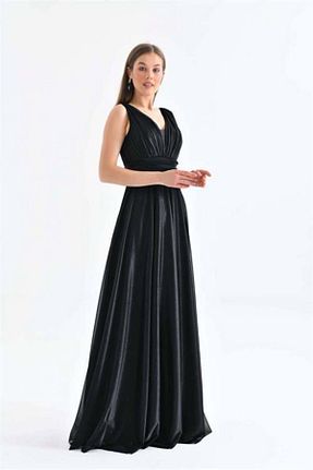 لباس مجلسی و فارغ التحصیلی مشکی زنانه پلی استر dipmoda - کد 861396175