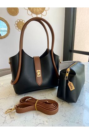 کیف دوشی مشکی زنانه چرم مصنوعی İsella - کد 861436555