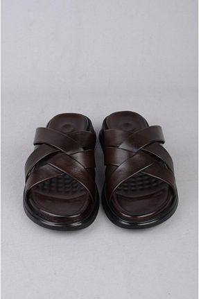 دمپائی قهوه ای مردانه چرم خالص SEÇ KUNDURA - کد 830813666
