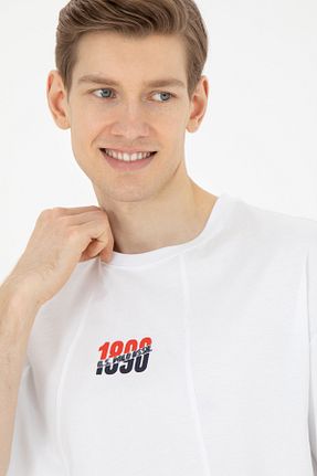 تیشرت سفید مردانه یقه دوچرخه U.S. Polo Assn. - کد 832686197