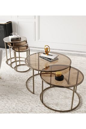 میز جلو مبلی قهوه ای فلزی Dekoport - کد 861234458