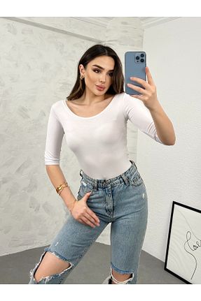 بادی سفید زنانه یقه استخری modavingo - کد 861540597