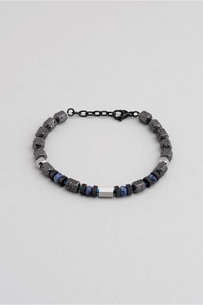 دستبند استیل (فولاد) سرمه ای مردانه استیل (فولاد) So Chic - کد 861540145