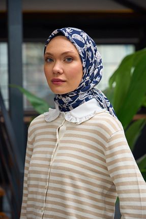 روسری آبی پنبه ای İpekhan - کد 817393582