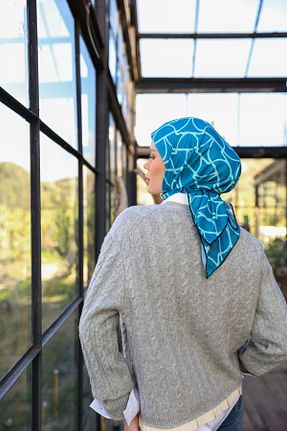 روسری آبی پنبه ای İpekhan - کد 807061957