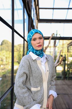روسری آبی پنبه ای İpekhan - کد 807061957