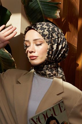 روسری قهوه ای پنبه ای İpekhan - کد 780250057