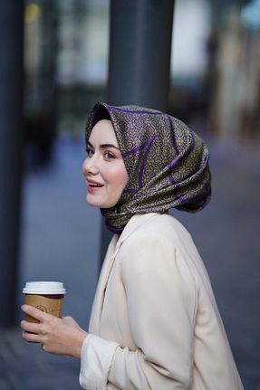 روسری بنفش İpek Tivil Silk Home - کد 381536933