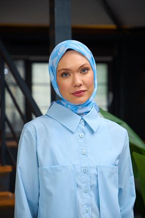 روسری آبی پنبه ای İpekhan - کد 817560060