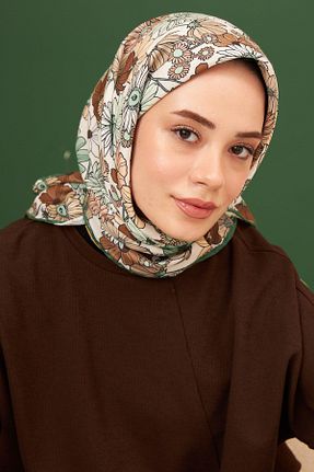 روسری قهوه ای پنبه ای İpekhan - کد 648329851