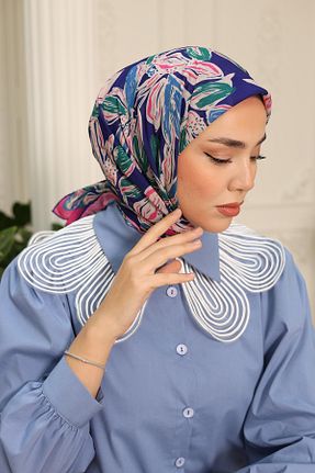 روسری سرمه ای پنبه ای Silk Home - کد 805687465