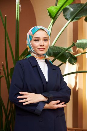 روسری فیروزه ای پنبه ای İpekhan - کد 778466815