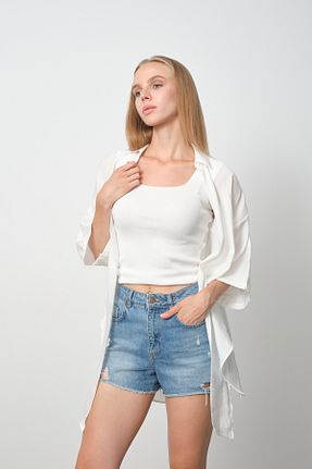 پیراهن سفید زنانه اورسایز PERA MODA - کد 844568113
