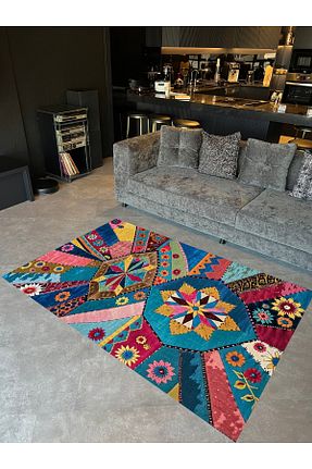 فرش رنگی قابل شستشو Rugs Modern Halı - کد 861565131