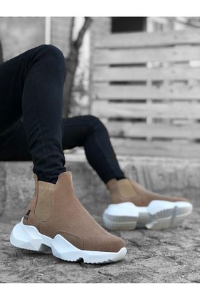 بوت / نیم بوت قهوه ای مردانه چرم مصنوعی BOA - کد 358607960