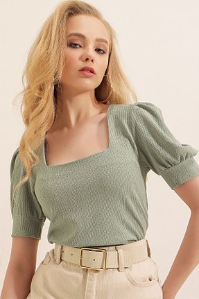 بلوز سبز زنانه یقه مربعی Bigdart - کد 152998803