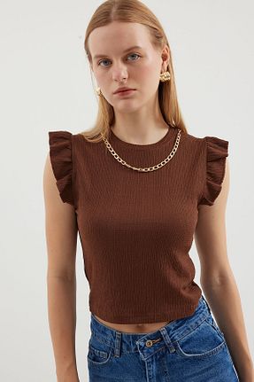 بلوز قهوه ای زنانه ساده Bigdart - کد 841312784