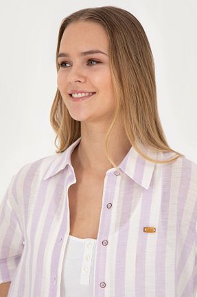 پیراهن بنفش زنانه یقه ایستاده U.S. Polo Assn. - کد 833023652