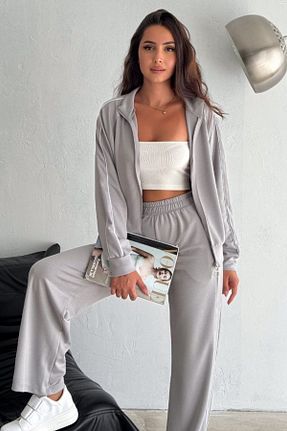 ست بالاتنه و پائین تنه طوسی زنانه بافتنی Ded COLLECTION - کد 856569826