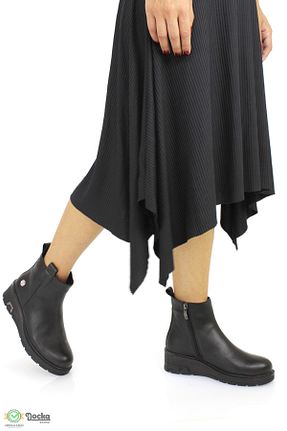 بوت / نیم بوت مشکی زنانه چرم خالص Mammamia - کد 861648584