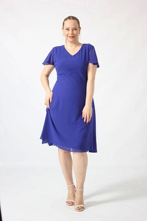 لباس سایز بزرگ سرمه ای زنانه پارچه Moda Berray - کد 841660276