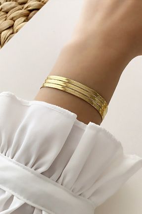 دستبند استیل (فولاد) طلائی زنانه استیل (فولاد) Çlk Accessories - کد 176357871