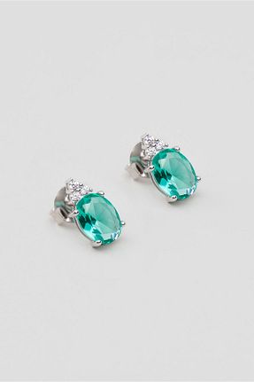 گوشواره نقره سبز زنانه 18 عیار So Chic - کد 455666160