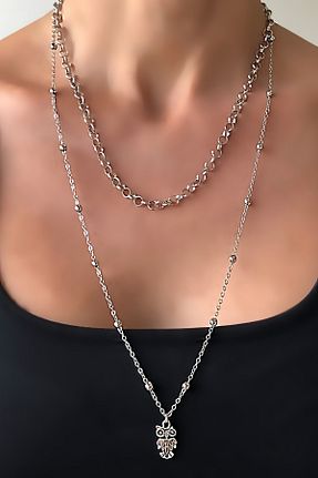 گردنبند جواهر زنانه Wish Silver Aksesuar - کد 131193908