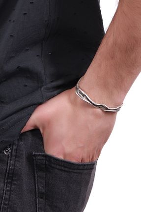 دستبند جواهر مردانه روکش نقره LABALABA - کد 90385172