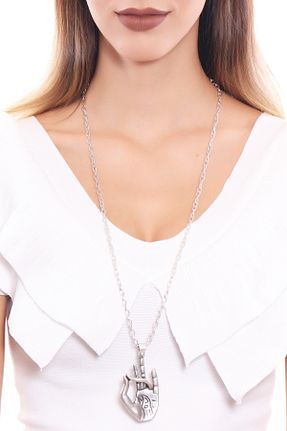 گردنبند جواهر زنانه روکش نقره LABALABA - کد 76610057