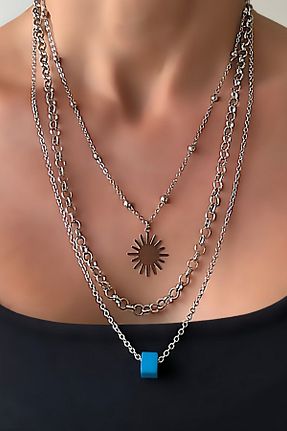 گردنبند جواهر زنانه منجق Wish Silver Aksesuar - کد 131752714