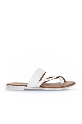 دمپائی سفید زنانه چرم خالص Bueno Shoes - کد 849625002