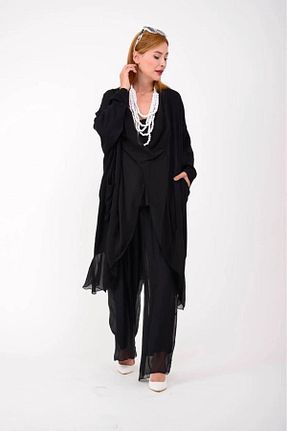 ست بالاتنه و پائین تنه مشکی زنانه بافتنی Bohem Stil - کد 775244989