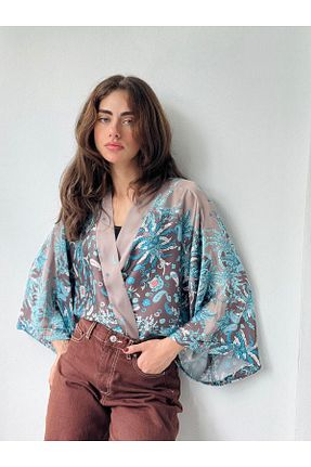 کیمونو و کافتان آبی زنانه ویسکون Retrobird - کد 860881643