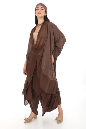 ست بالاتنه و پائین تنه قهوه ای زنانه بافتنی Bohem Stil - کد 834629370