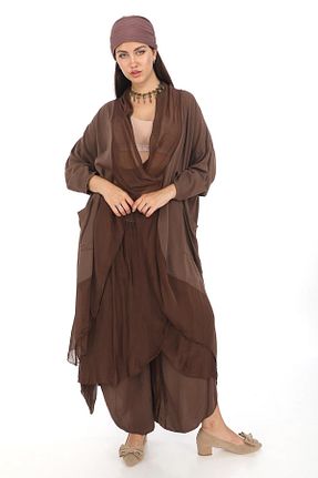 ست بالاتنه و پائین تنه قهوه ای زنانه بافتنی Bohem Stil - کد 834629370
