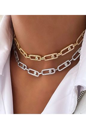 گردنبند جواهر طلائی زنانه برنجی Madames Takı - کد 860906829
