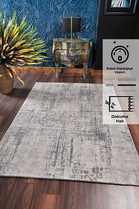فرش طوسی پلی استر Konfor Halı - کد 258573803