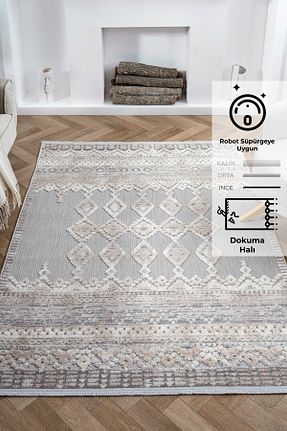 فرش طوسی قابل شستشو Konfor Halı - کد 769278790
