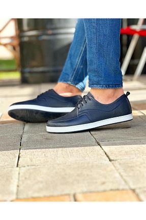 کفش کژوال سرمه ای مردانه چرم خالص ByItallanoshoes - کد 767634428