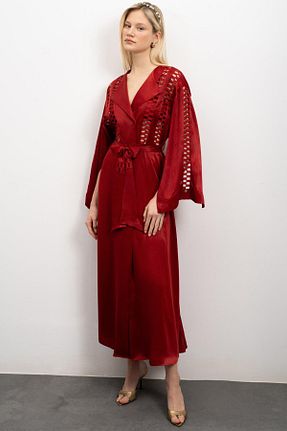 ربدوشام زرشکی زنانه ساتن Feu De Elu - کد 802074058