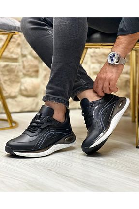 کفش اسنیکر مشکی مردانه چرم اصل ByItallanoshoes - کد 778246074