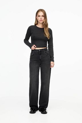 شلوار جین مشکی زنانه رگولار Pull & Bear - کد 860946189