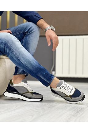 کفش اسنیکر طوسی مردانه چرم اصل ByItallanoshoes - کد 765427528
