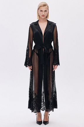 ربدوشام مشکی زنانه ساتن Feu De Elu - کد 849990712