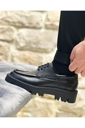 کفش کژوال مشکی مردانه چرم خالص ByItallanoshoes - کد 801556716