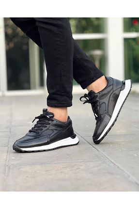 کفش اسنیکر مشکی مردانه چرم اصل ByItallanoshoes - کد 768222535