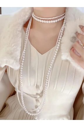 گردنبند جواهر سفید زنانه مروارید SHİNELİZE - کد 860987205