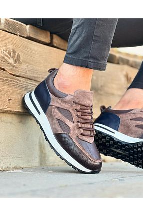 کفش اسنیکر قهوه ای مردانه چرم اصل ByItallanoshoes - کد 834596172