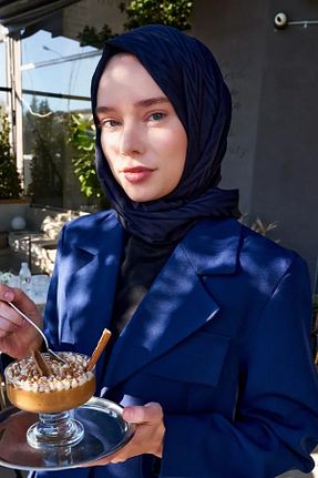 شال سرمه ای زنانه پلی استر Madame Polo - کد 860978859